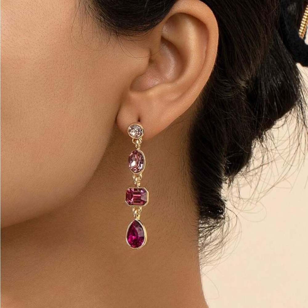 Pink Blush Gemstone Drop Earrings NEW 🏷️